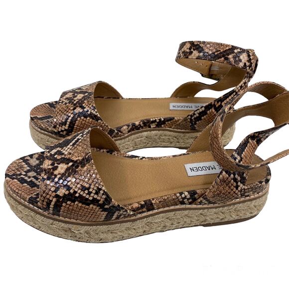Steve Madden Gabrie Sandals Wedge Espadrille Snake Print Open Toe Womens 8M - Picture 4 of 10